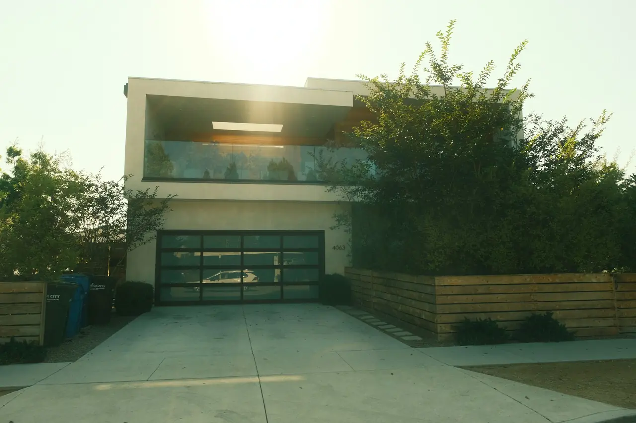 Modern home with a clean front driveway